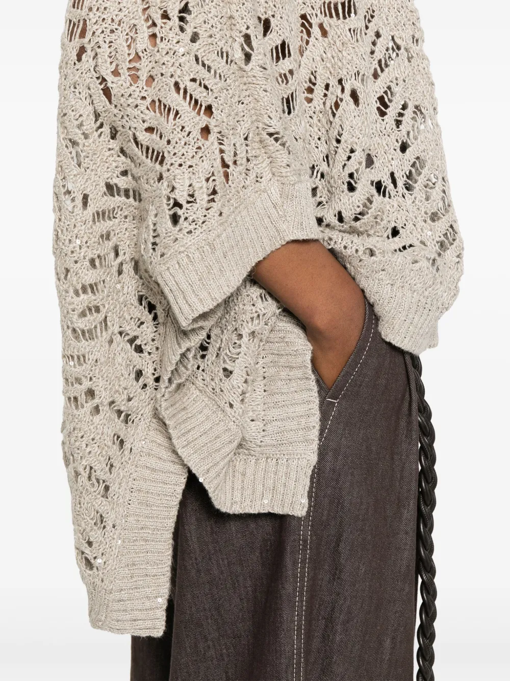 Brunello Cucinelli Top met ronde hals Beige