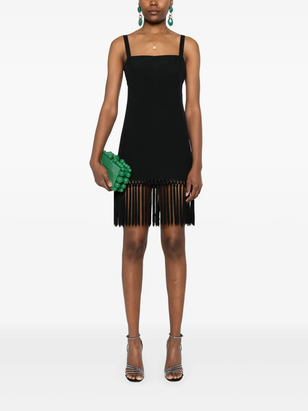 Taller Marmo fringed dress - Zwart
