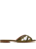 Malone Souliers embroidered cross-strap sandals - Green