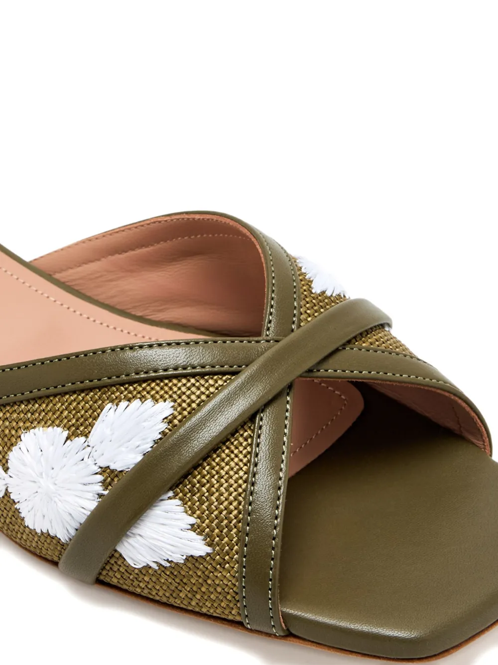 Malone Souliers embroidered cross-strap sandals Green