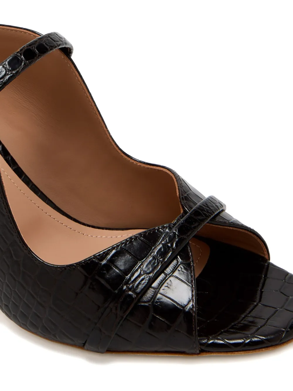 Malone Souliers 85mm crocodile-embossed heeled sandals Black