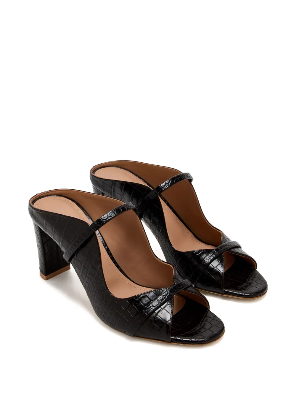 Malone Souliers 85mm crocodile-embossed heeled sandals Black