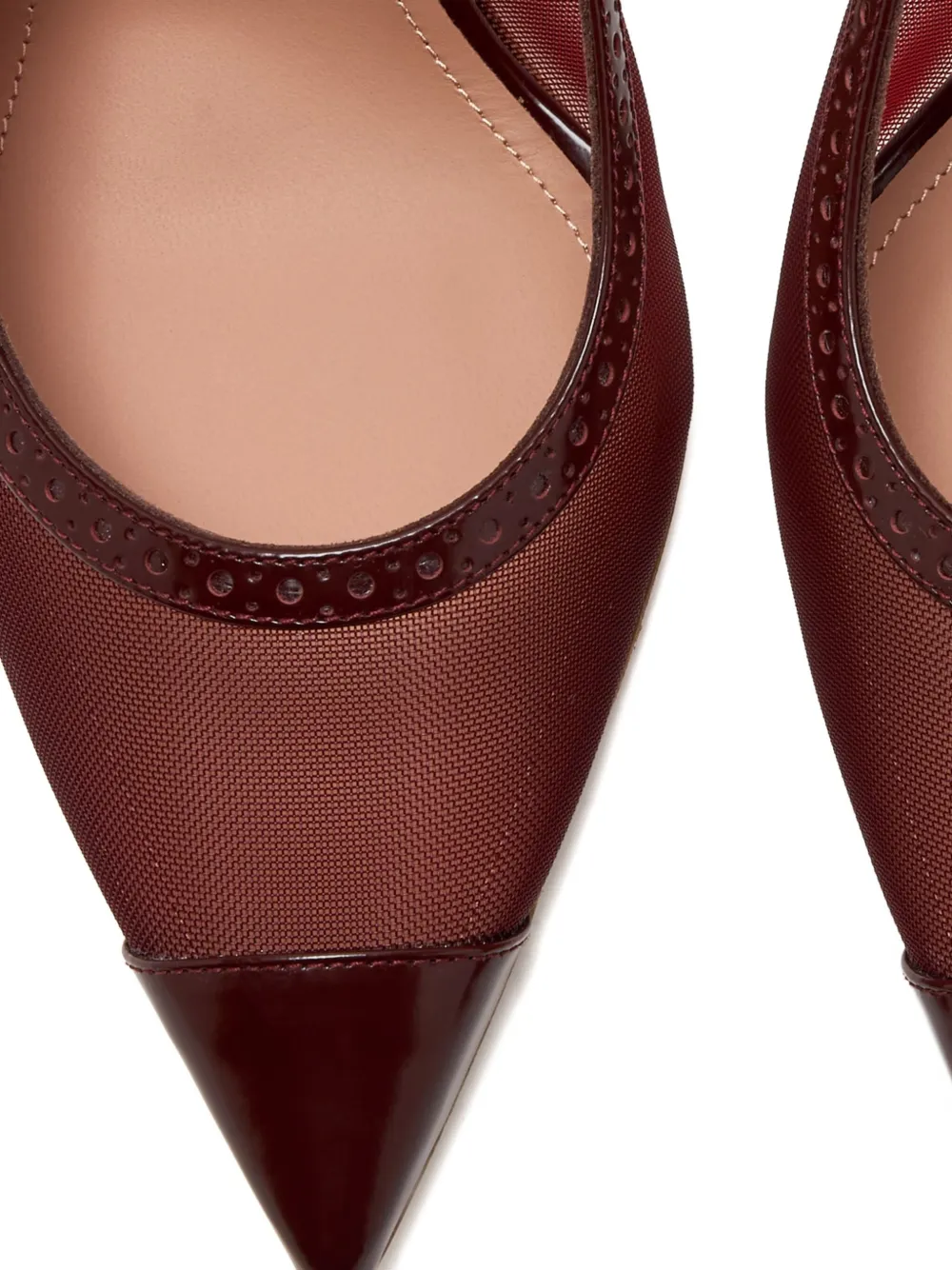 Malone Souliers mesh-panelled pointed-toe slingback pumps Red
