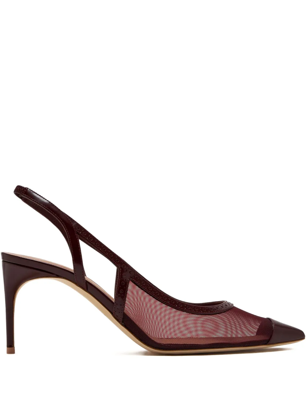Malone Souliers mesh-panelled pointed-toe slingback pumps Red