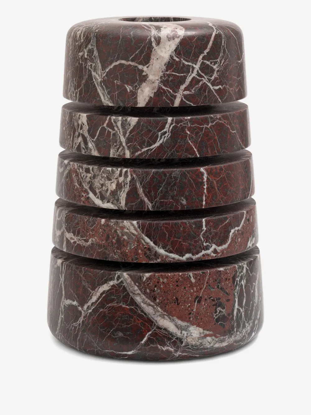 Editions Milano medium Atlantico stacked marbled vase (24.7cm x 36cm) | Red | Image 1