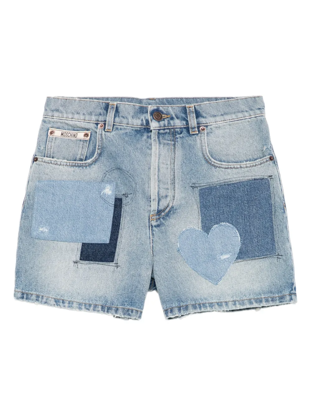 Moschino patchwork heart denim short shorts | Blue | Image 1