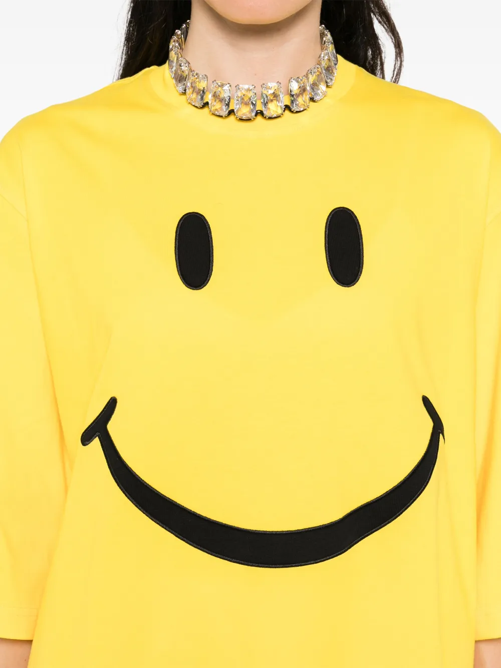 Moschino Smiley Face Graphic T-shirt In Bright Yellow Cotton In Yellow