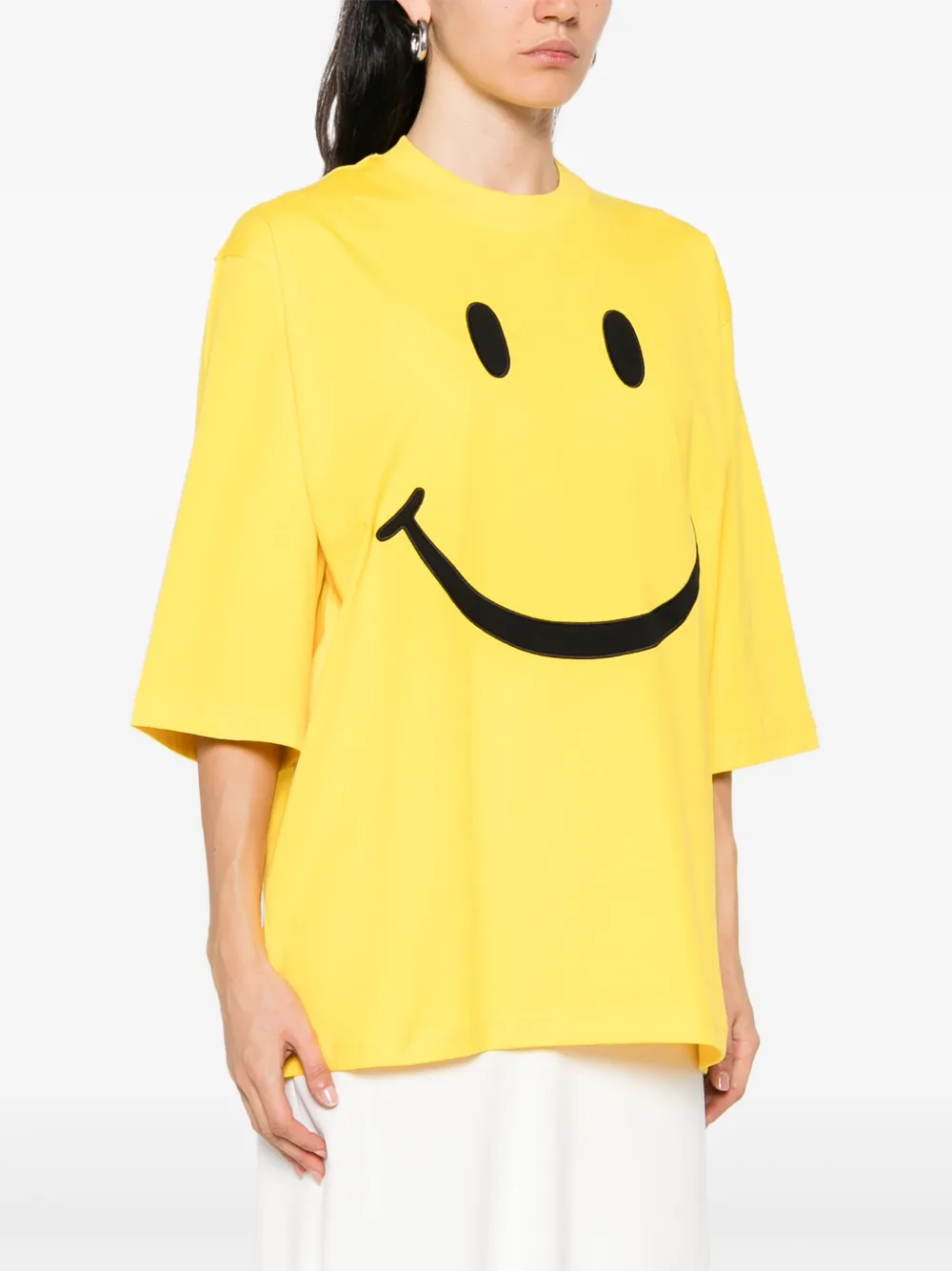 Moschino Smiley Face Graphic T-shirt In Bright Yellow Cotton In Yellow