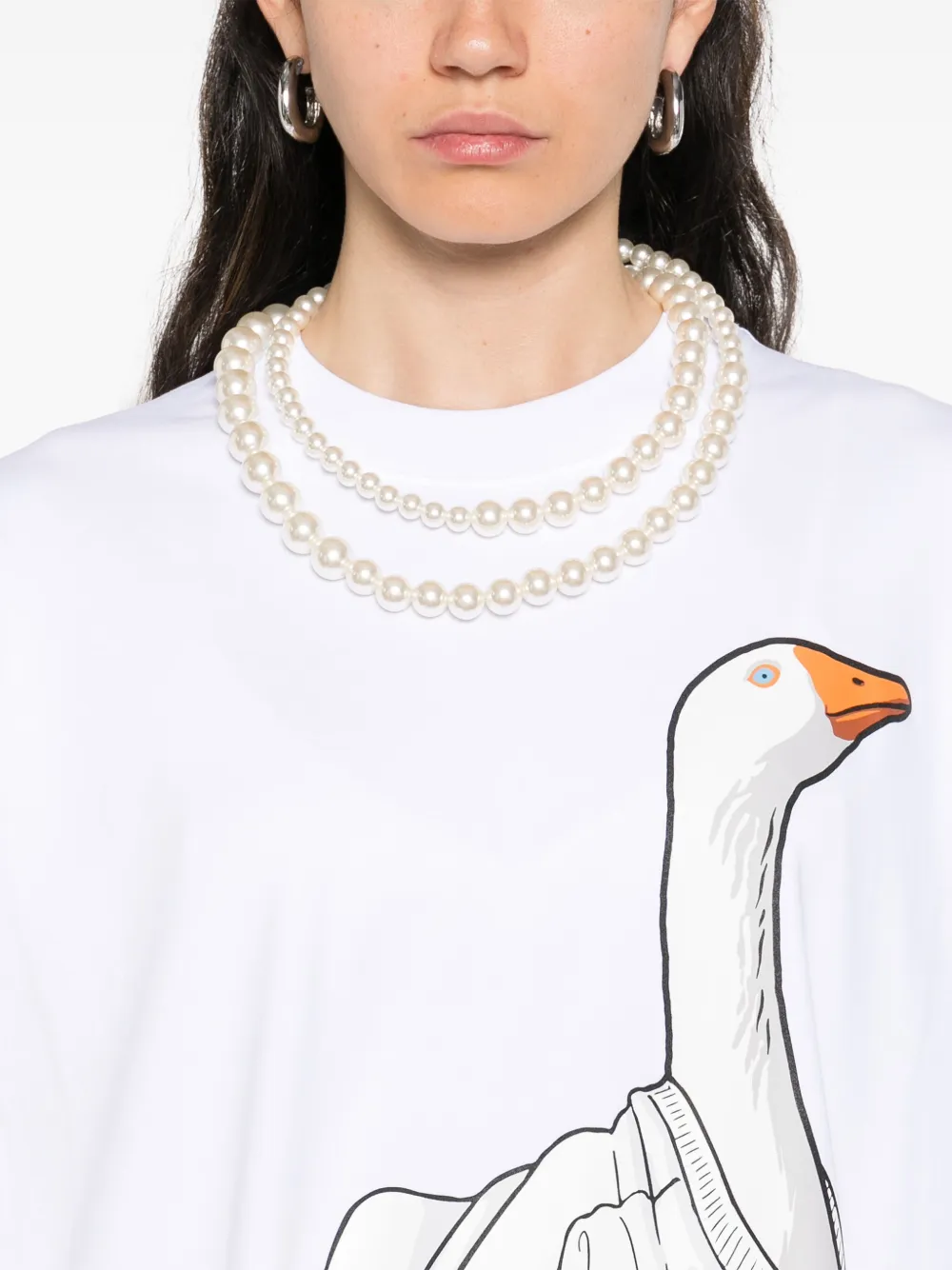 Moschino Graphic Front Print T-shirt With Ribbed Neckline In White