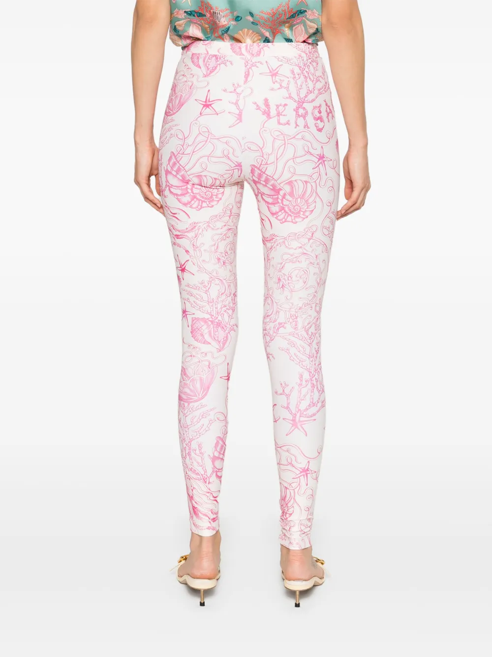 Versace Legging met Underwater Barocco-print Beige