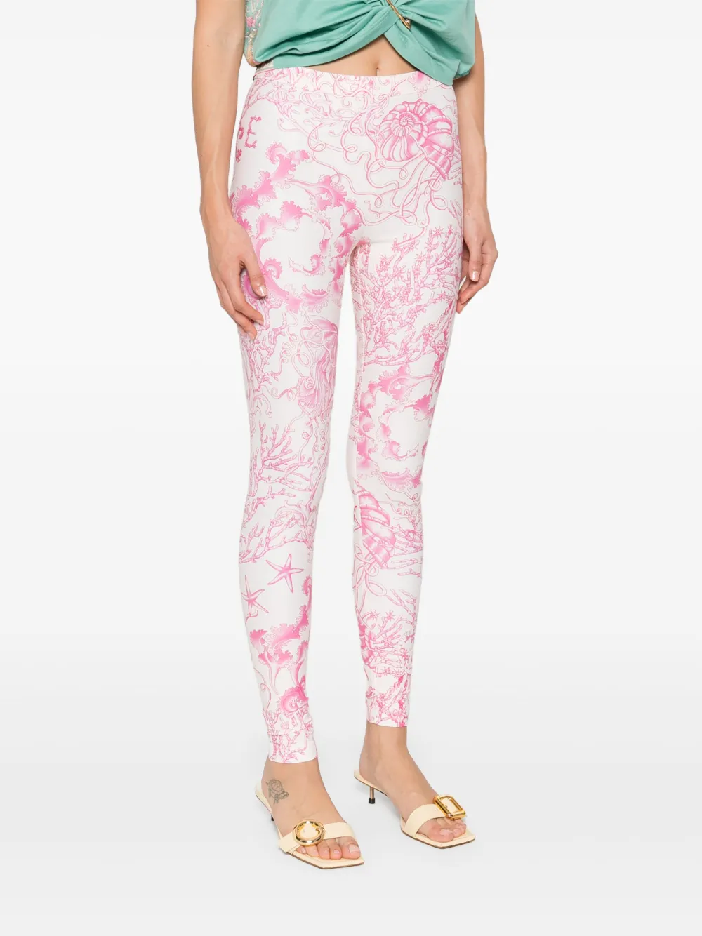 Versace Legging met Underwater Barocco-print Beige