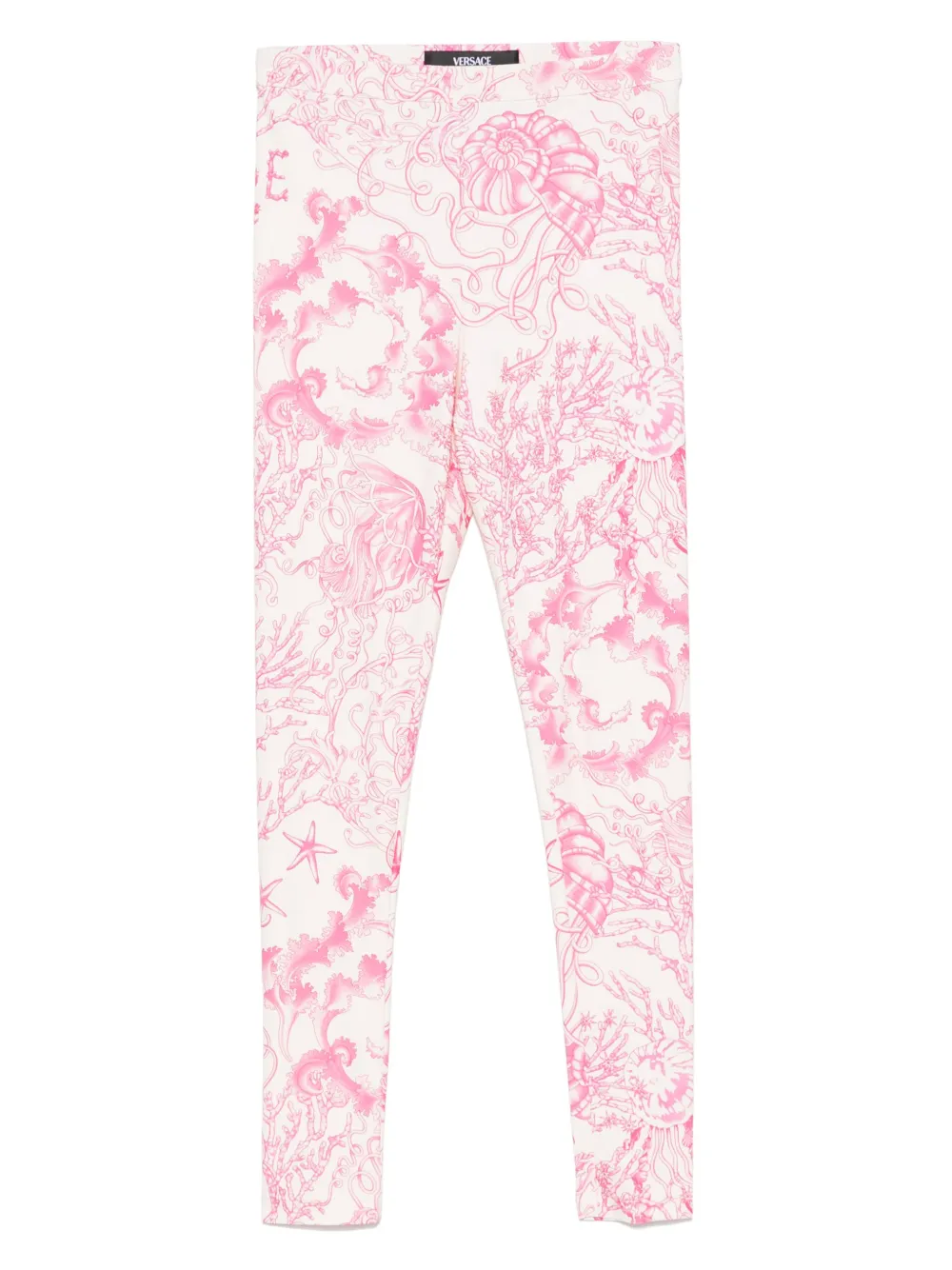 Versace Legging met Underwater Barocco-print Beige