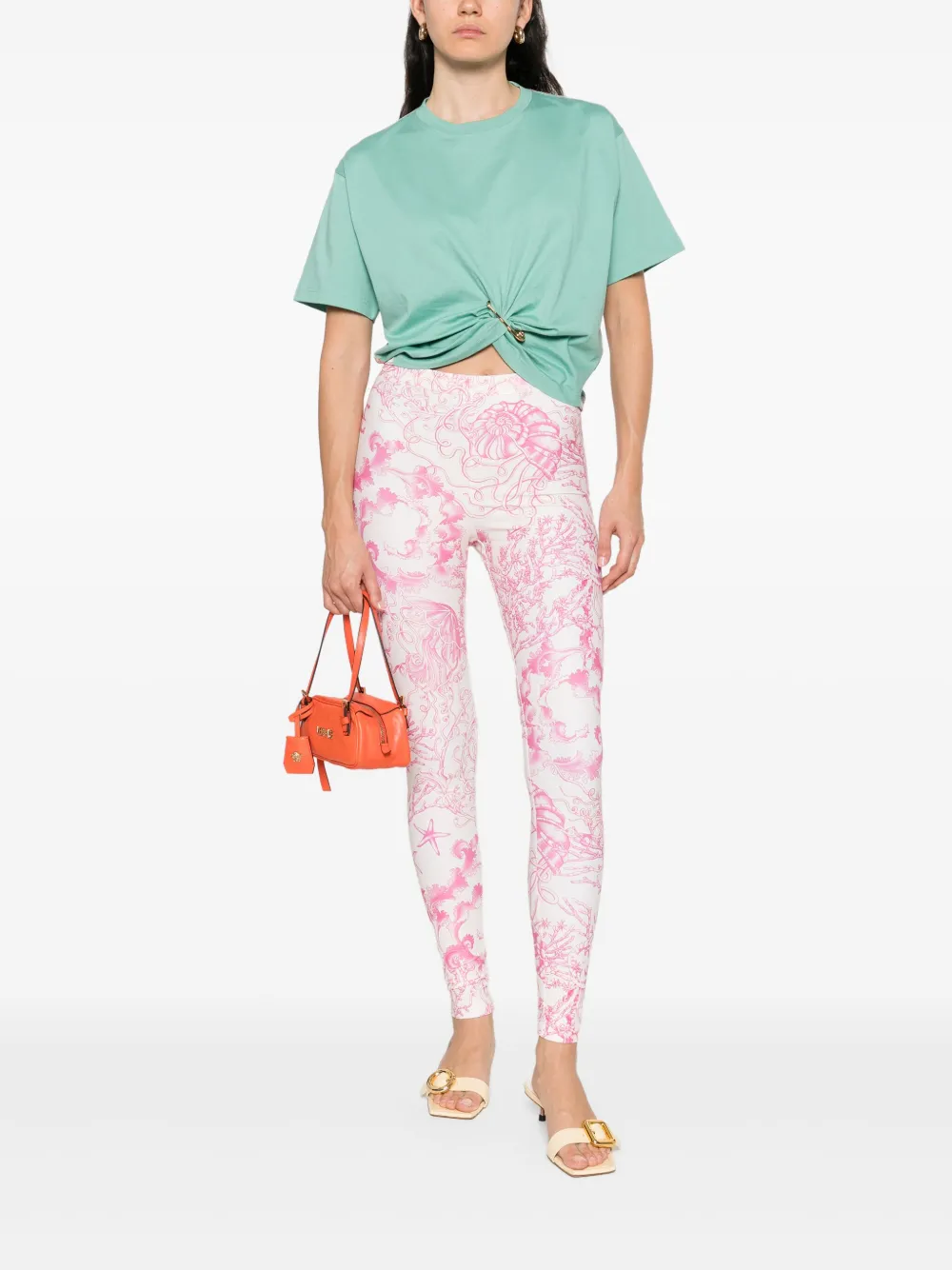 Versace Legging met Underwater Barocco-print Beige