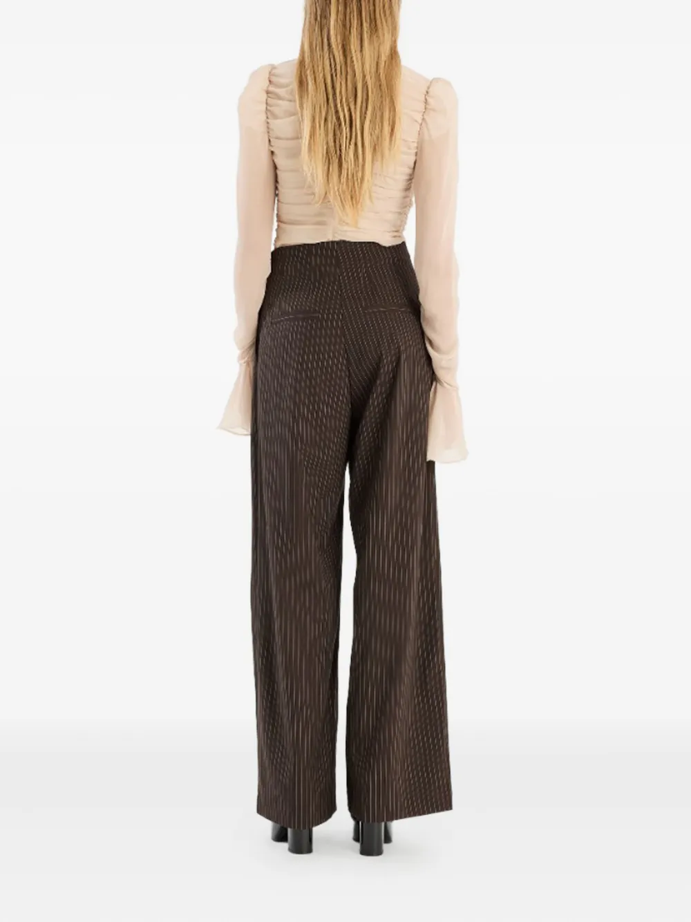 Rotate Birger Christensen Rotate Birgerchristensen Chiffon Ls Top In Neutral