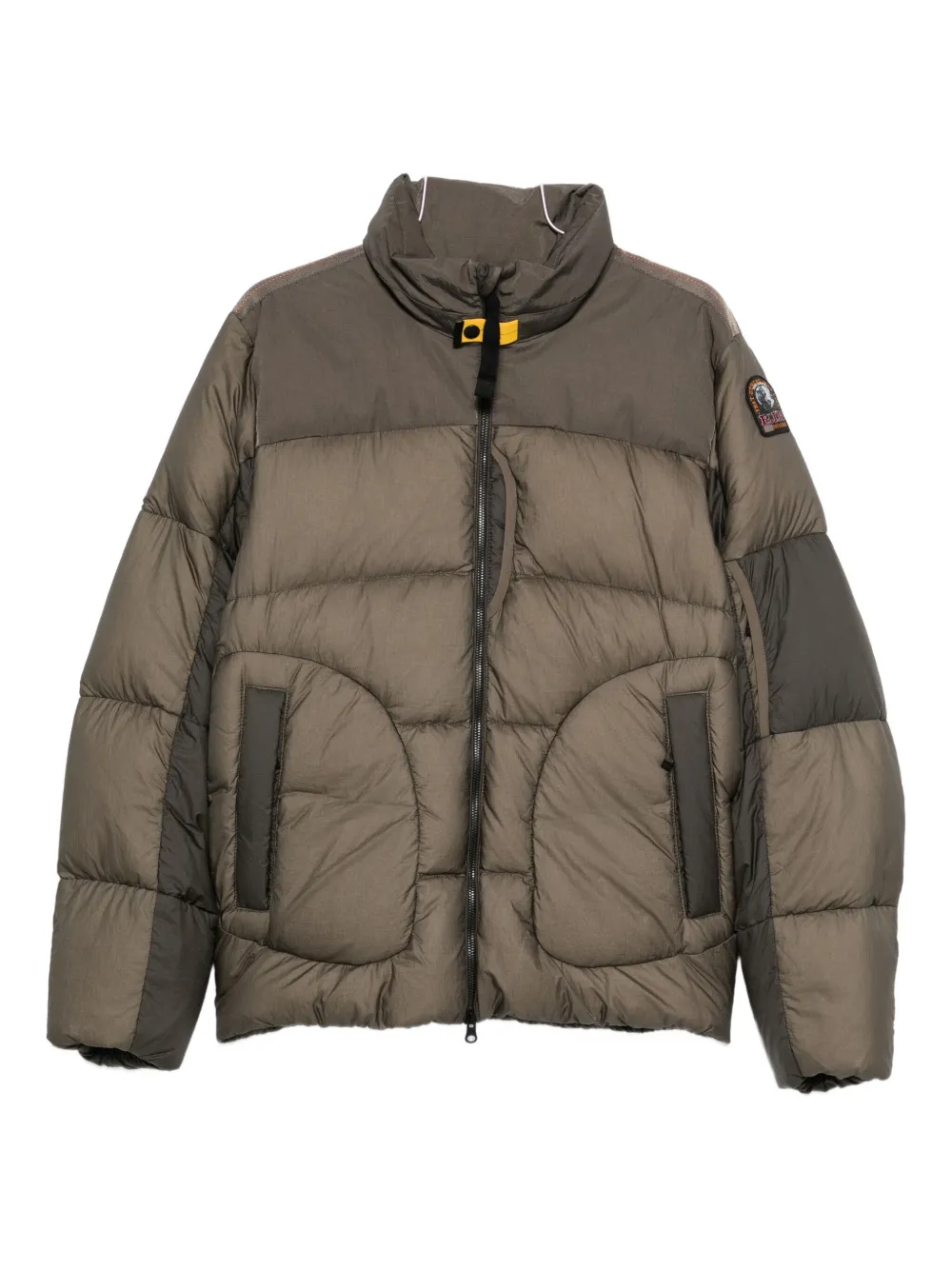Parajumpers Quilted Panelled Down Jacket In Brown