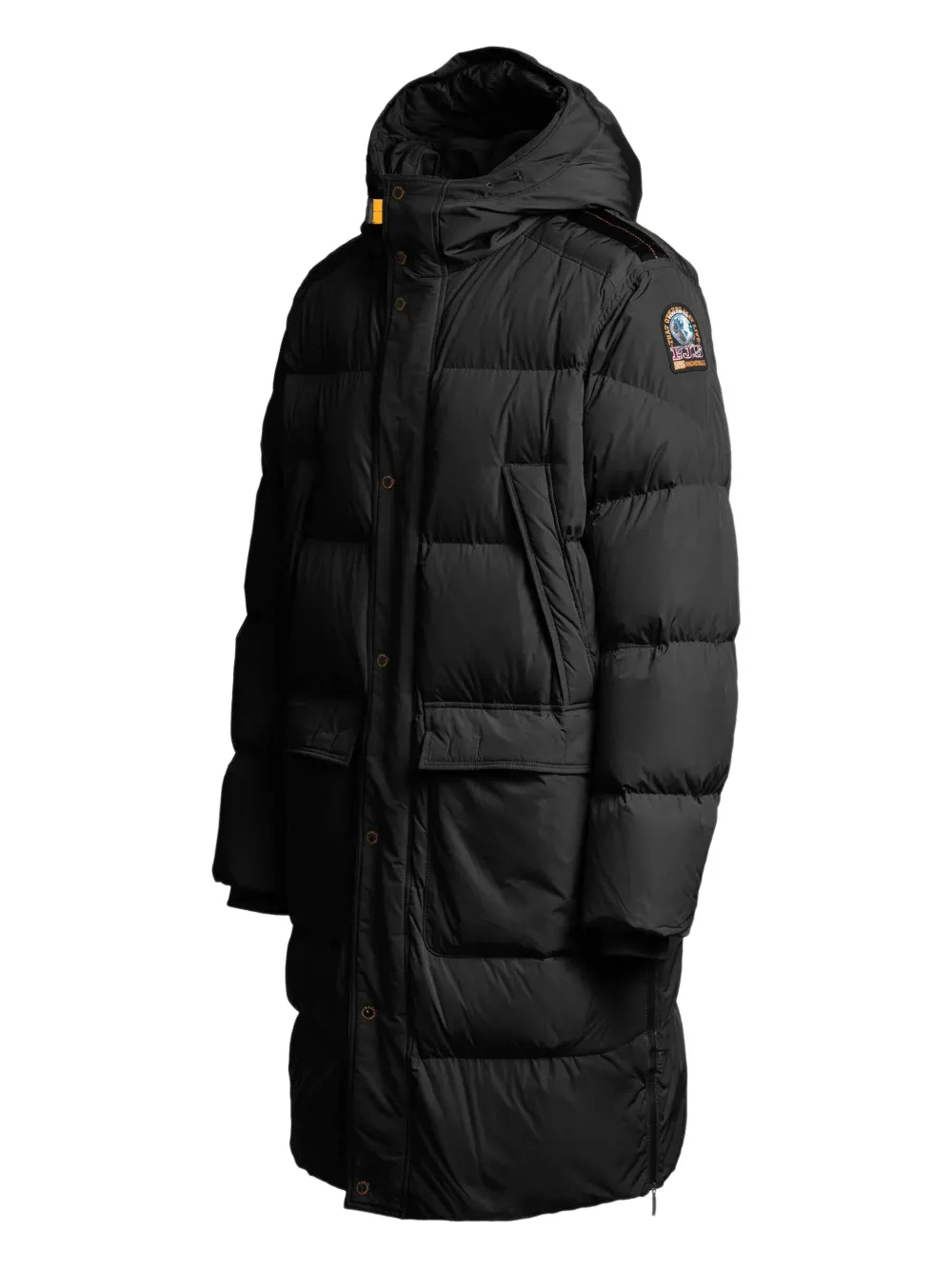 Parajumpers Long Bear Hooded Quilted Coat In Black