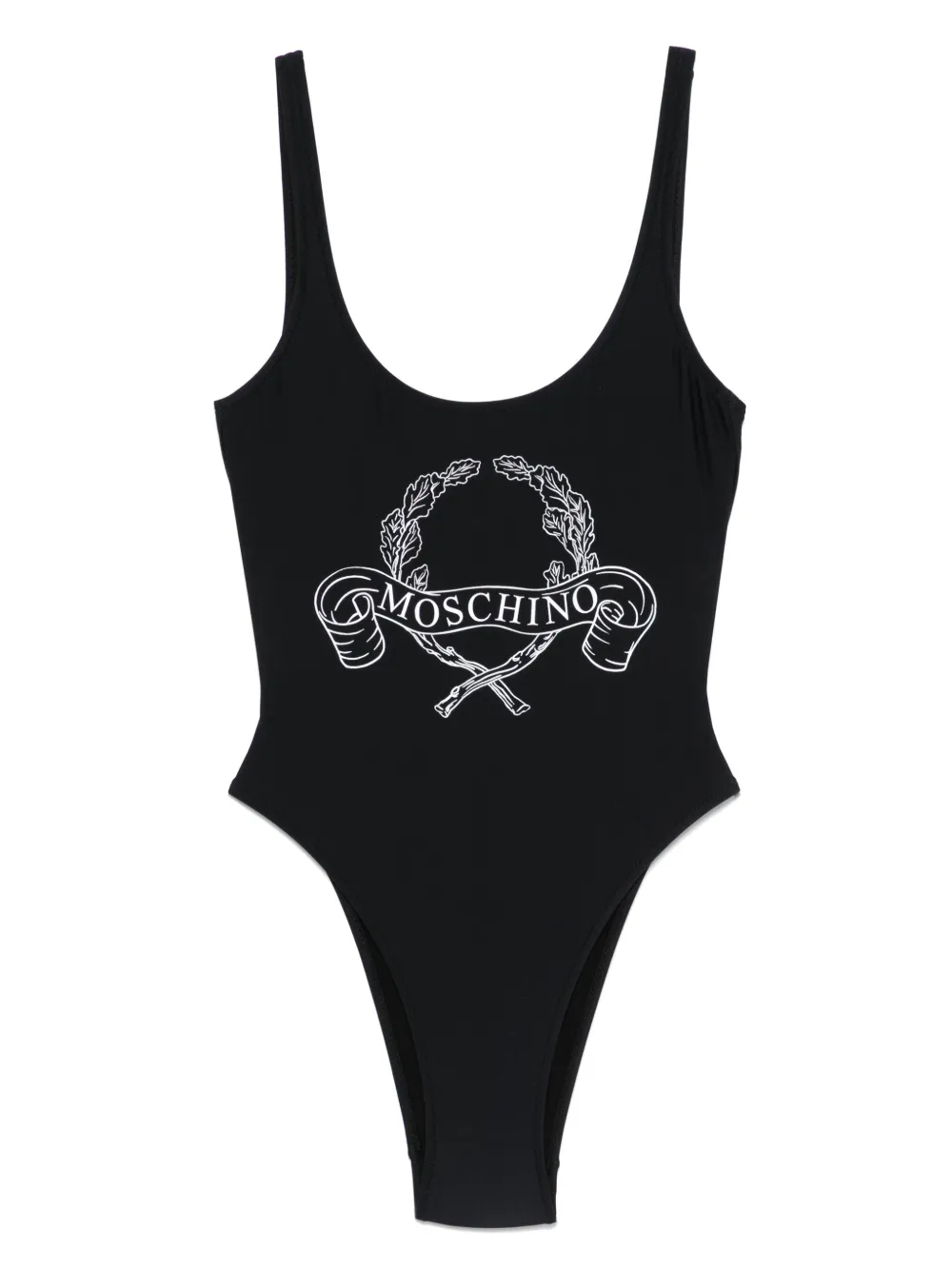 Moschino Laurel badpak met kroonprint Zwart