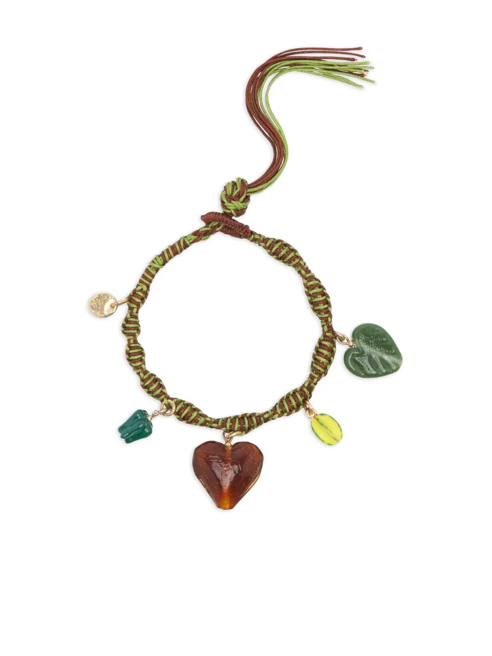 ALEMAIS pulsera trenzada con dije de corazón | marrón | Image 1