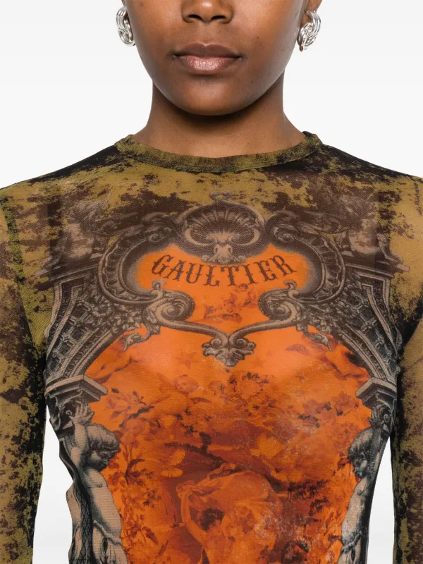Jean Paul Gaultier graphic-print Maxi Dress | Orange | FARFETCH