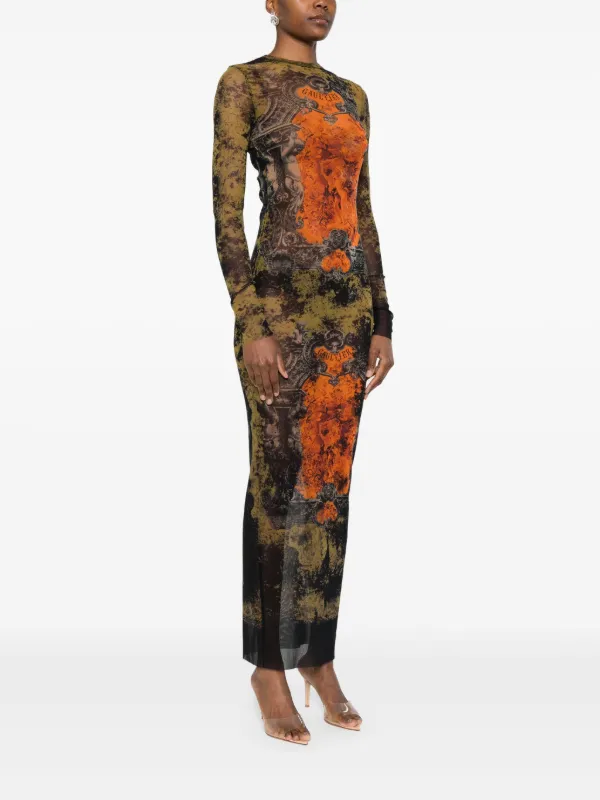 Jean Paul Gaultier graphic-print Maxi Dress | Orange | FARFETCH