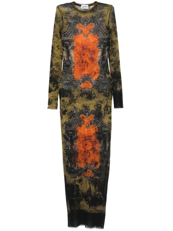 Jean Paul Gaultier graphic-print Maxi Dress | Orange | FARFETCH