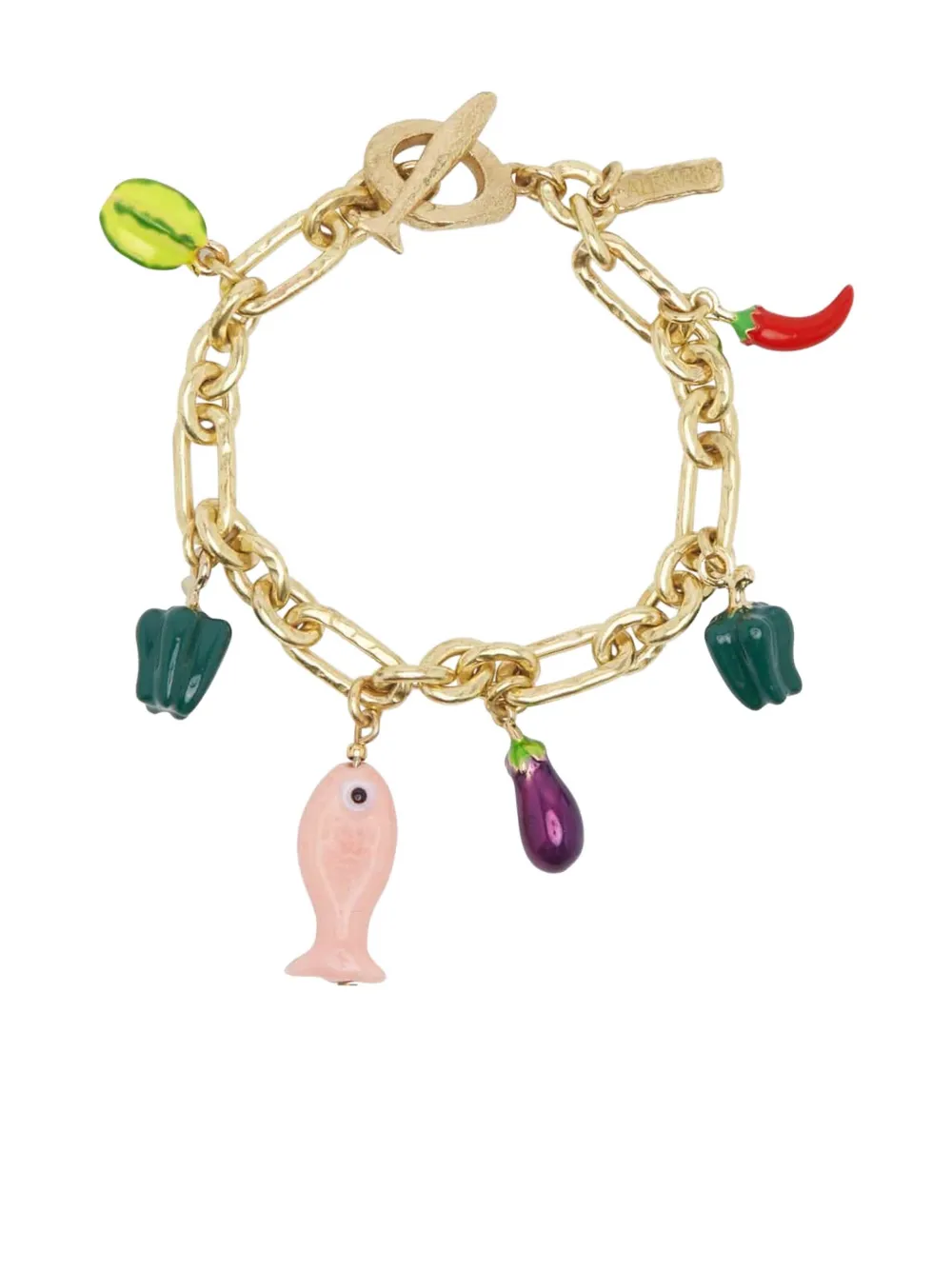 Alemais Handmade Multi-colour Fish Charm Bracelet In Gold