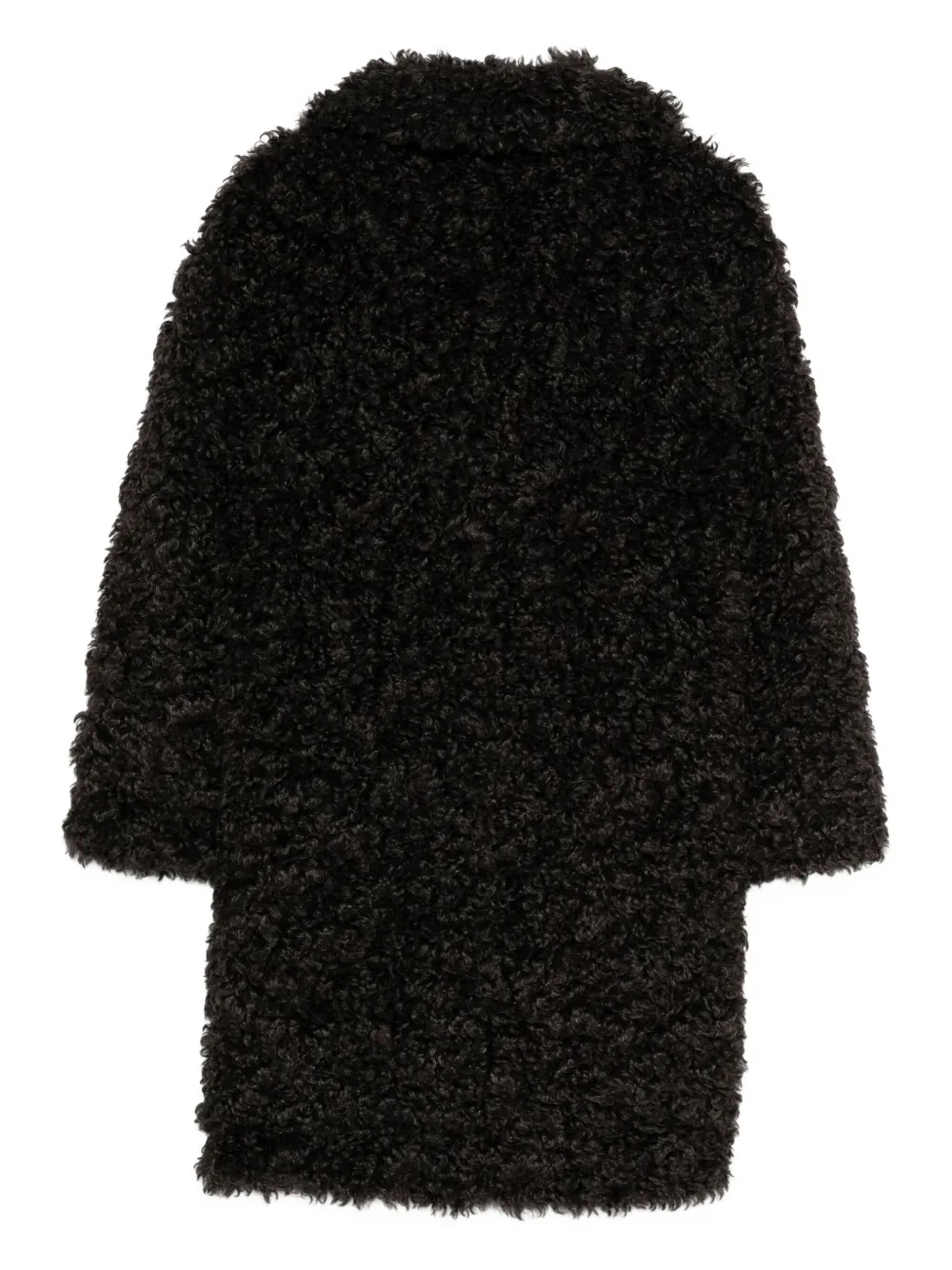 Stand Studio Camille Oversized Eco Shearling Coat In Black