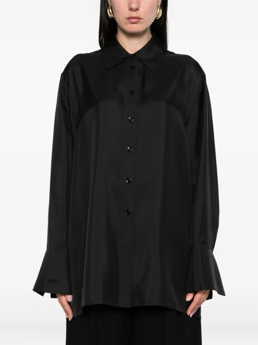 Róhe Blouse met open rug Zwart