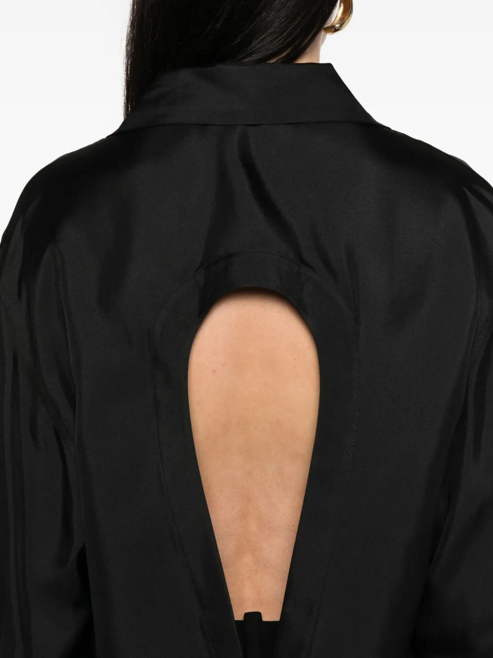 Róhe Blouse met open rug Zwart
