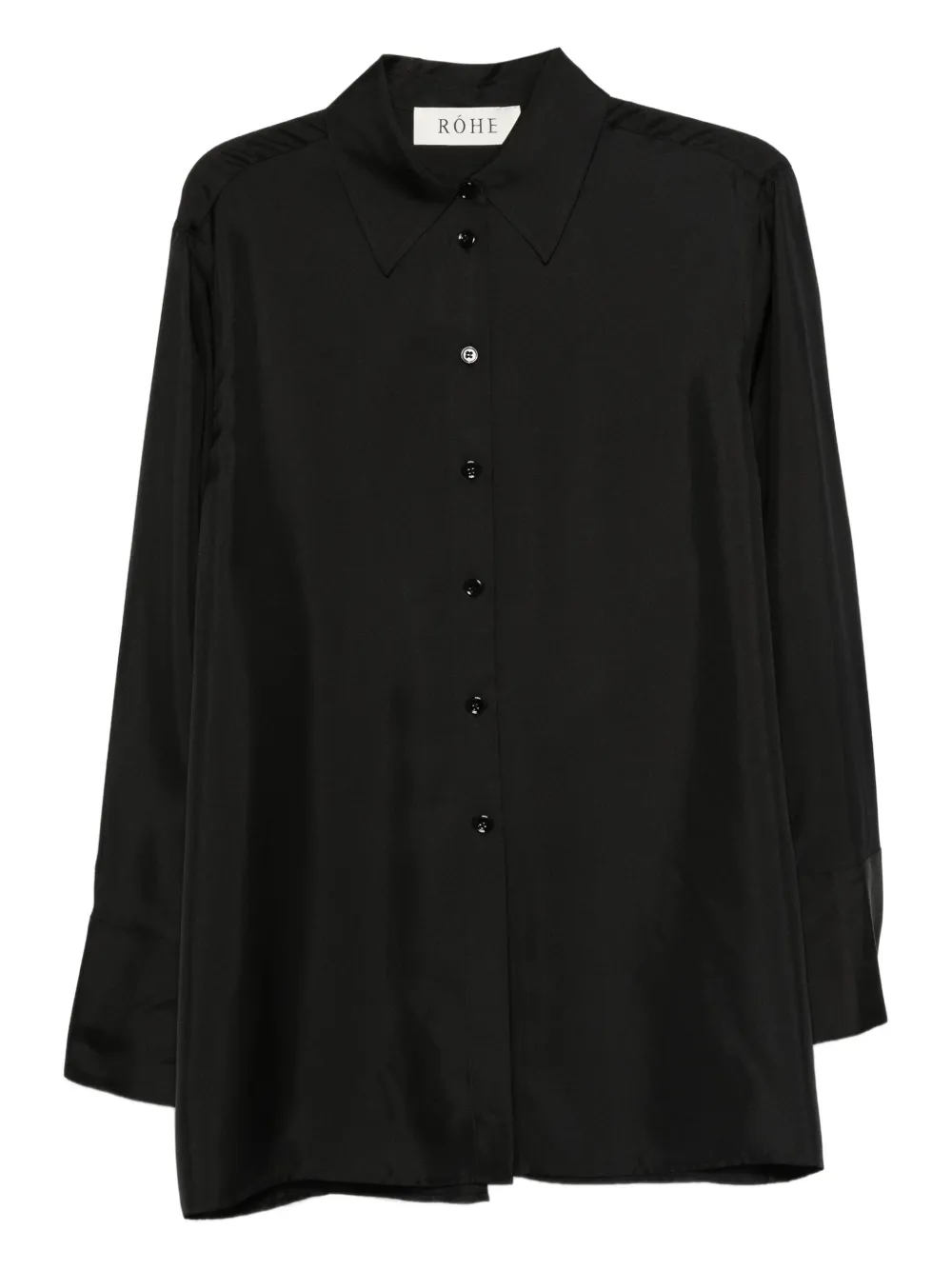 Róhe Blouse met open rug Zwart