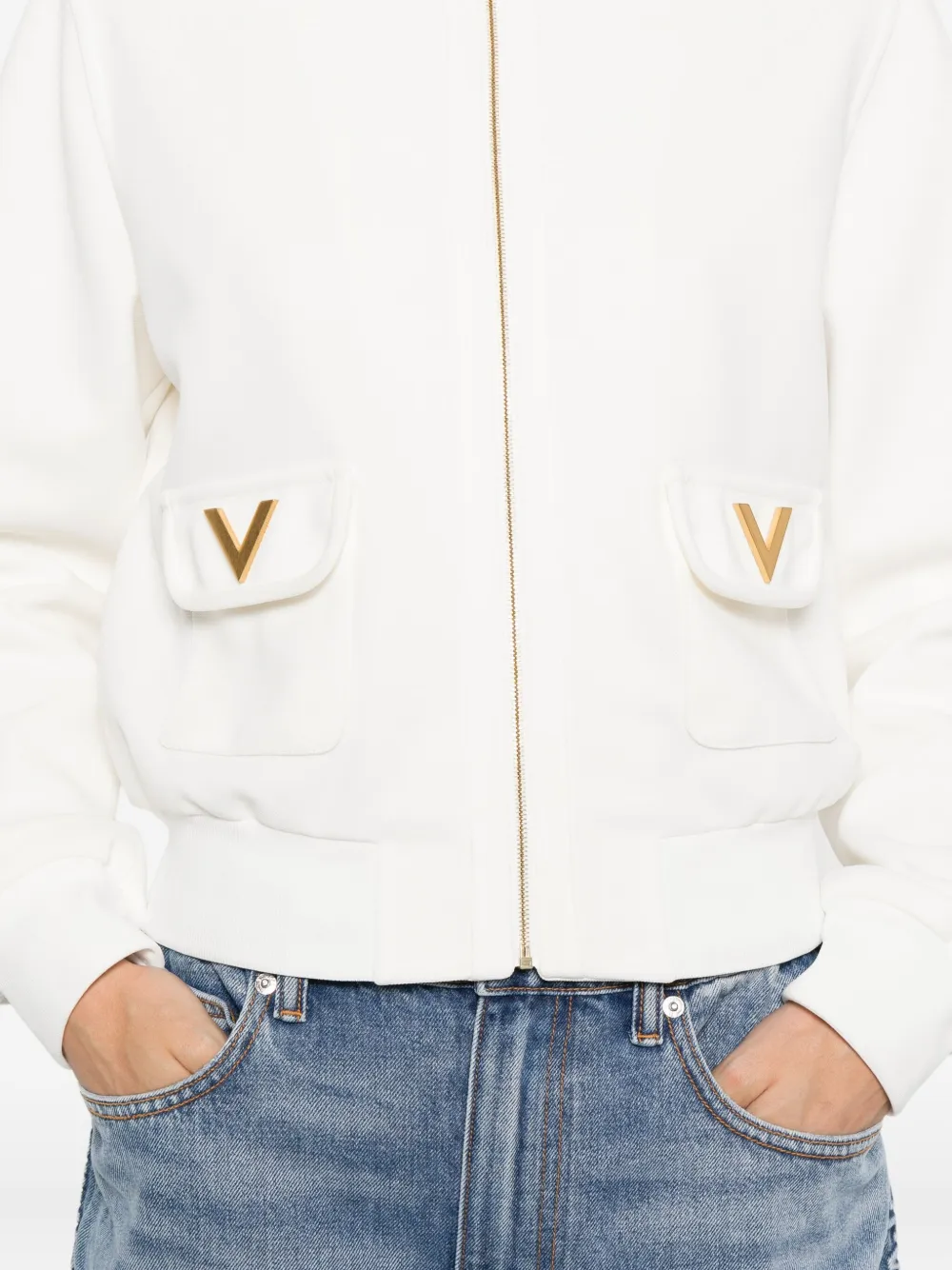 Valentino Garavani zip-front sweatshirt Wit
