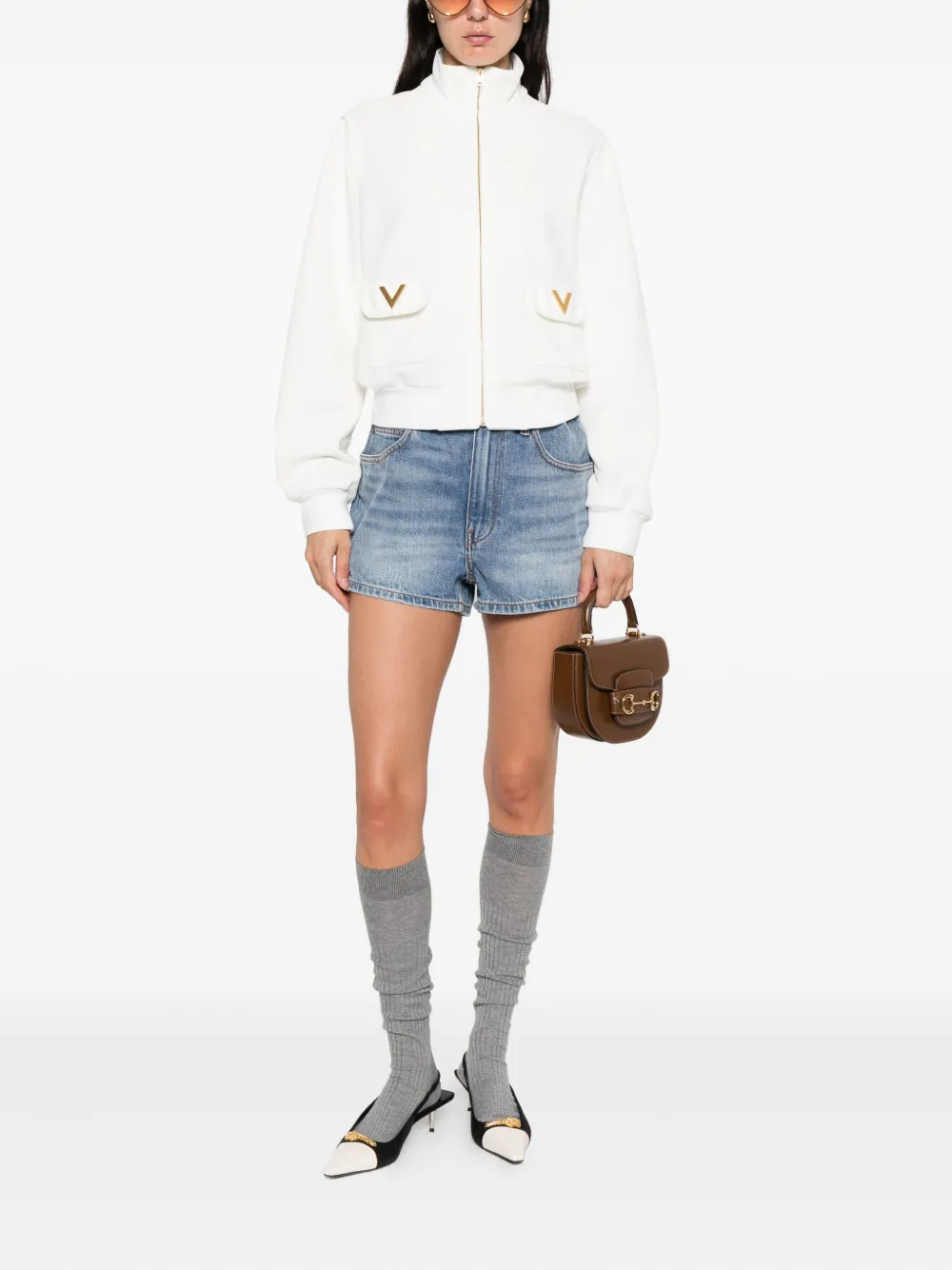 Valentino Garavani zip-front sweatshirt Wit