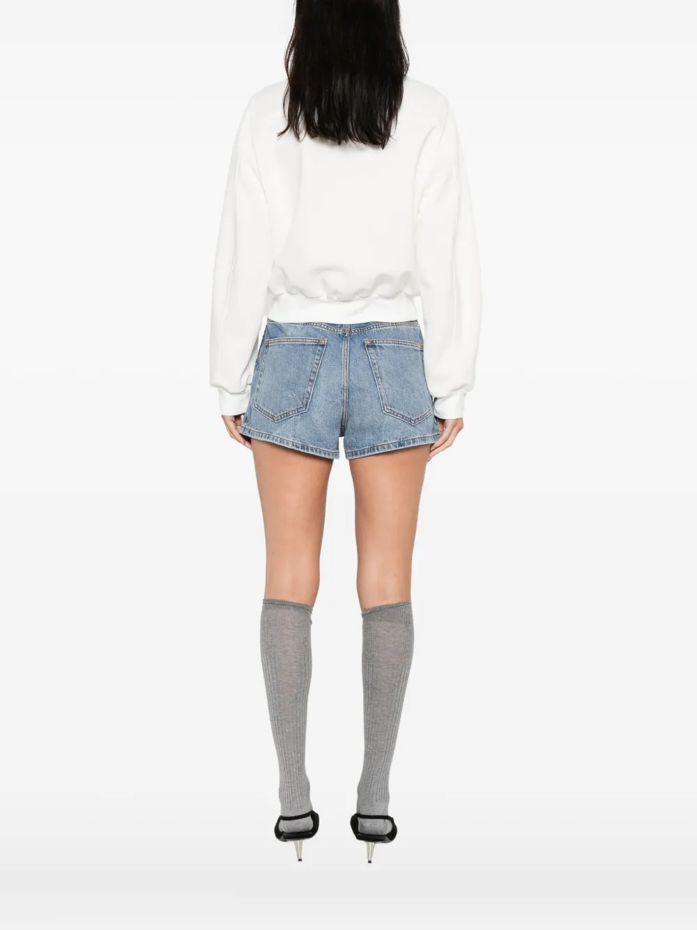 Valentino Logo Jersey Zip-up Sweatshirt In White