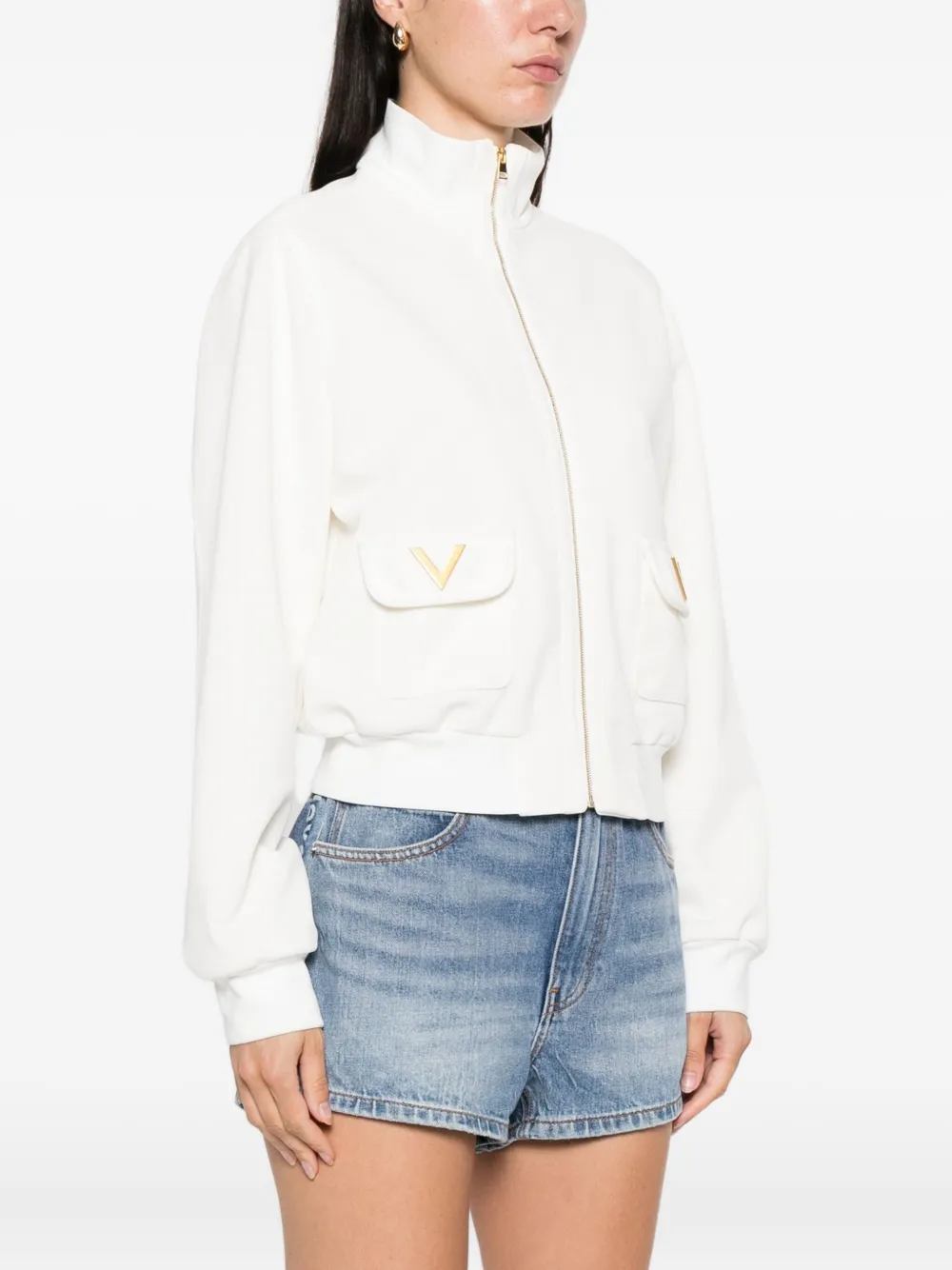 Valentino Garavani zip-front sweatshirt Wit