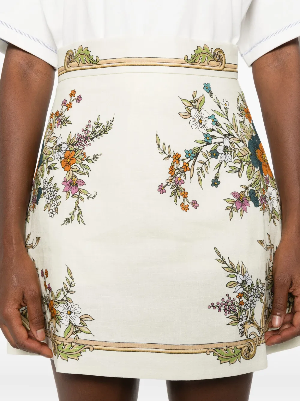 Alemais Floral-print Mini Skirt In Neutral