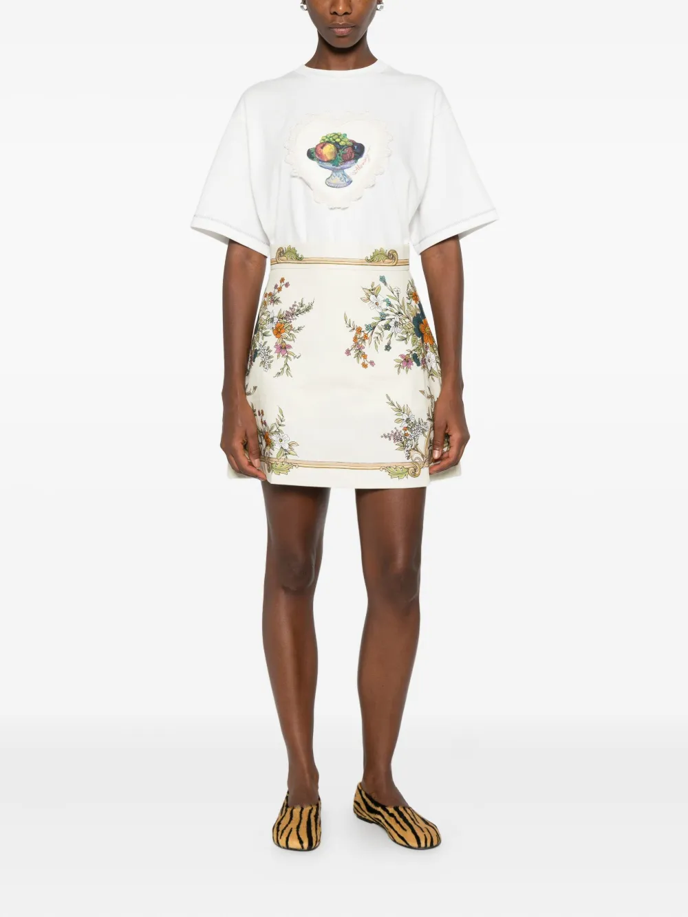 Alemais Floral-print Mini Skirt In Neutral