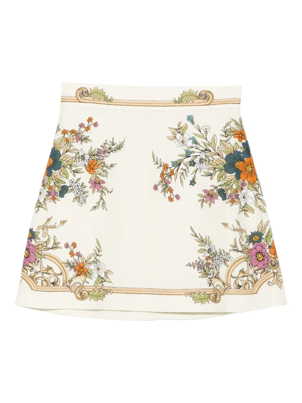 Alemais Floral-print Mini Skirt In Neutral
