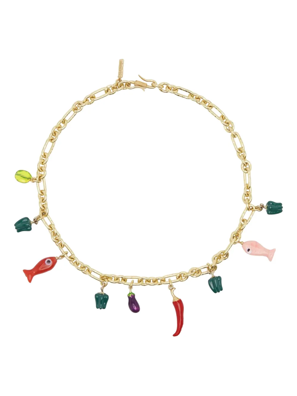 Alemais Fish Charm Beaded Chain Necklace In Gold