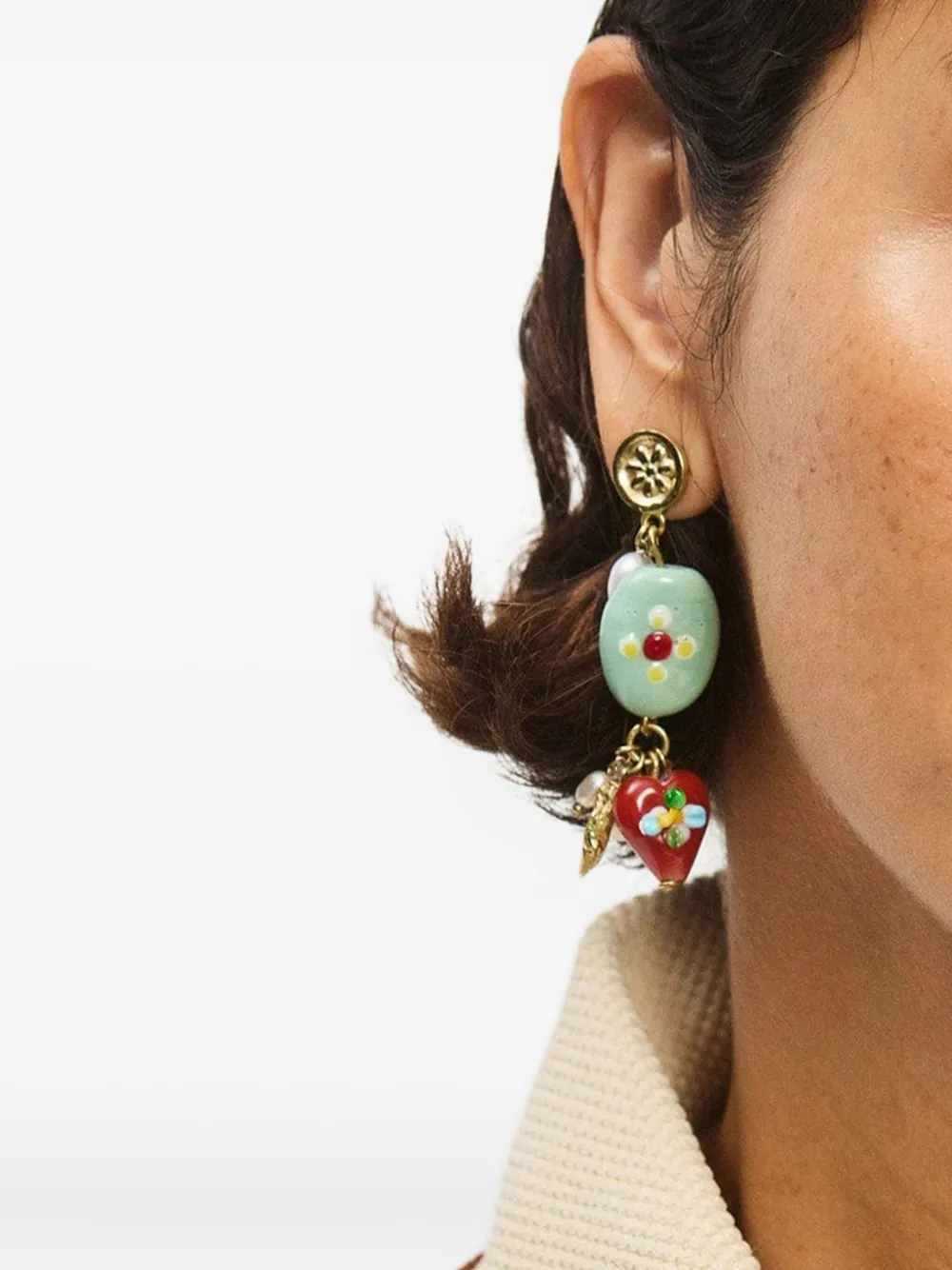 Alemais Heart And Pearl Drop Earrings In Gold