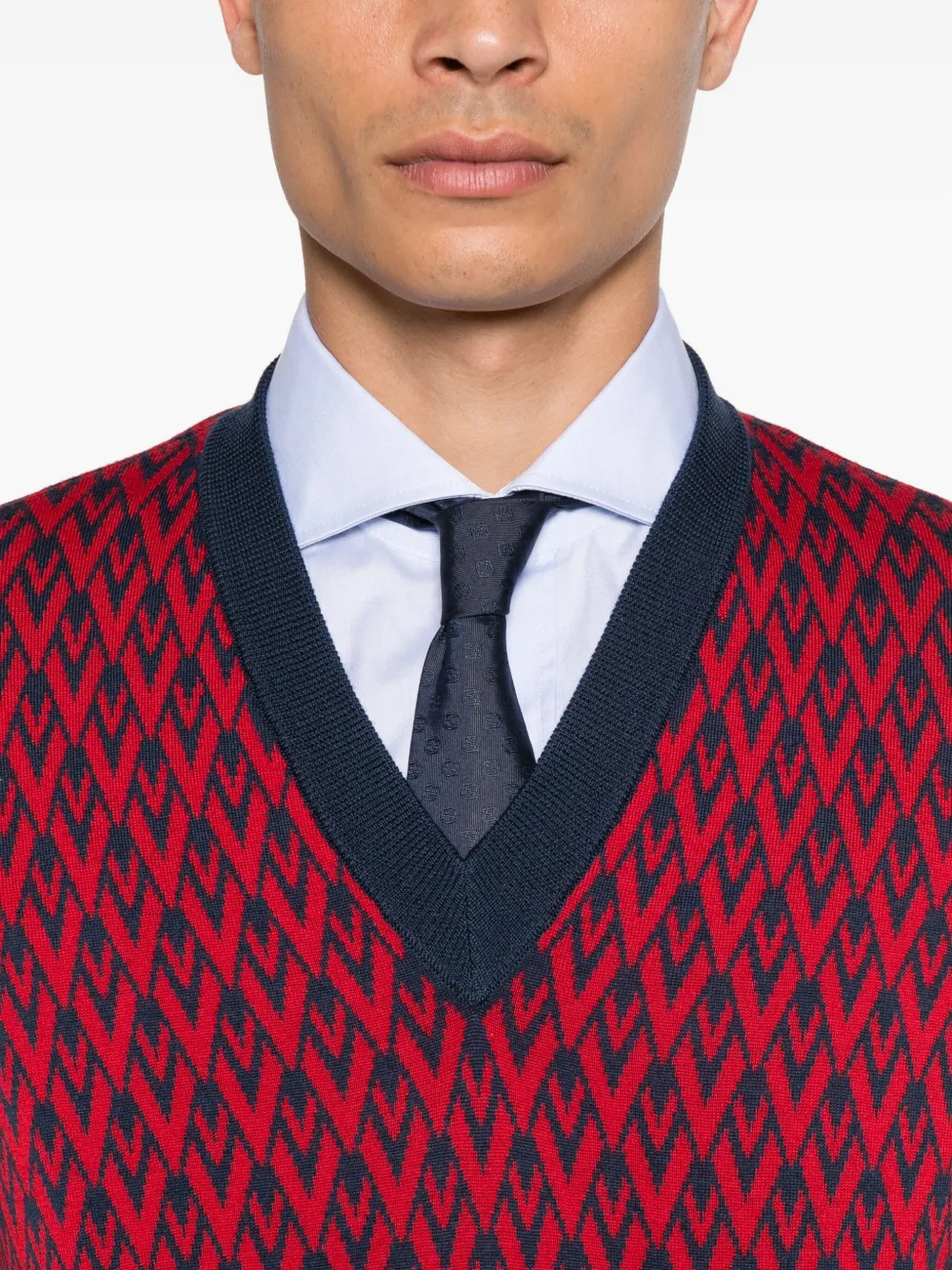 Valentino Garavani Trui met geometrisch patroon en V-hals Rood