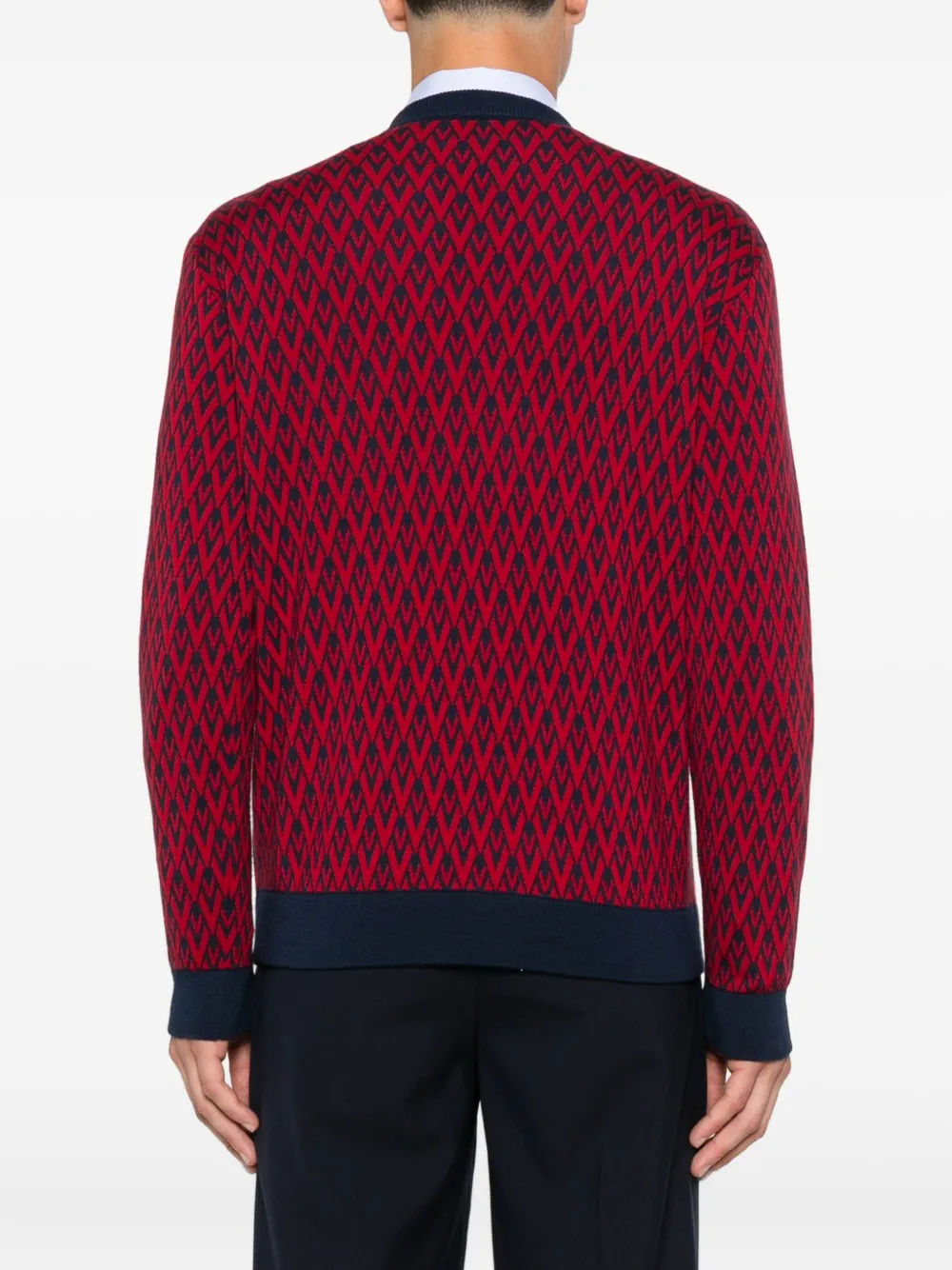 Valentino Garavani Trui met geometrisch patroon en V-hals Rood