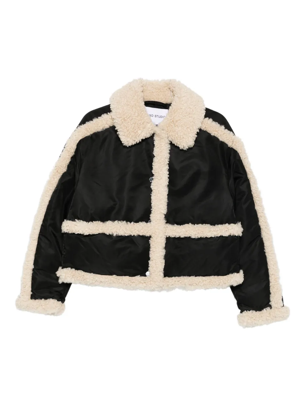 Stand Studio Faux Shearling-trim Jacket In Black