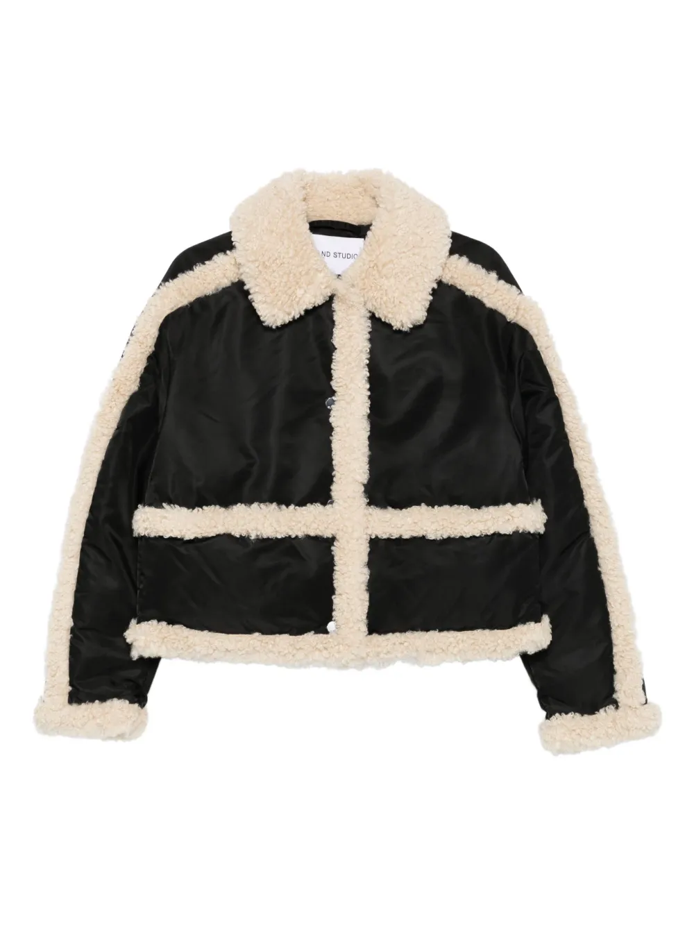 STAND STUDIO faux shearling-trim jacket | Black | Image 1