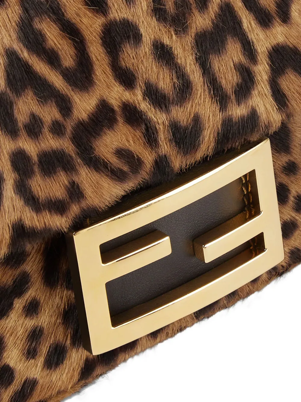 Fendi Baguette Mini Printed Cavallino Calfskin Bag In Brown