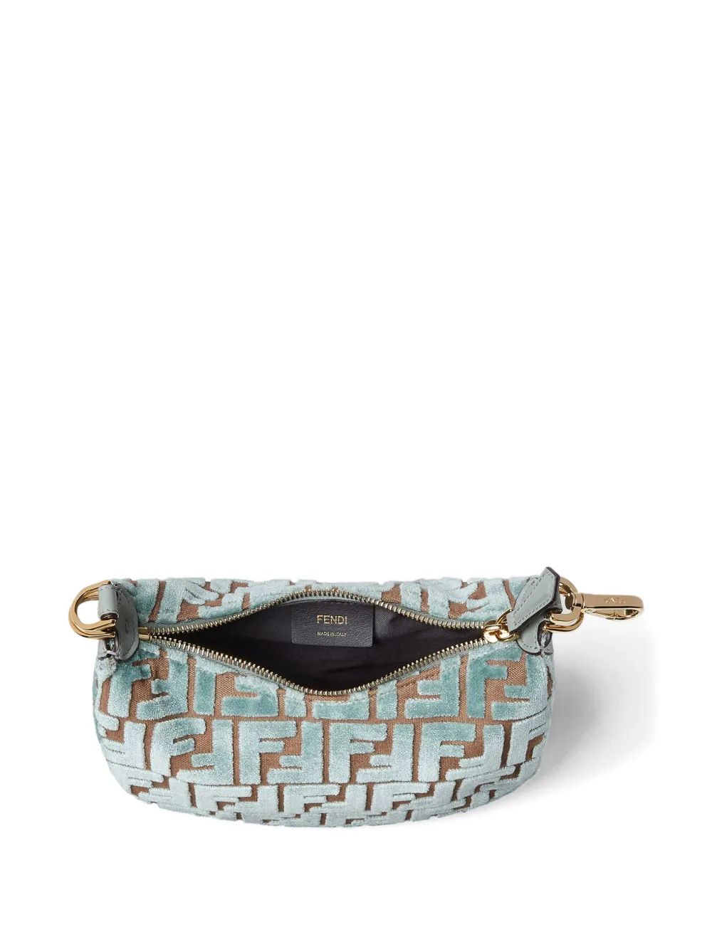 Fendi Mini Graphy Jacquard Shoulder Bag In Green
