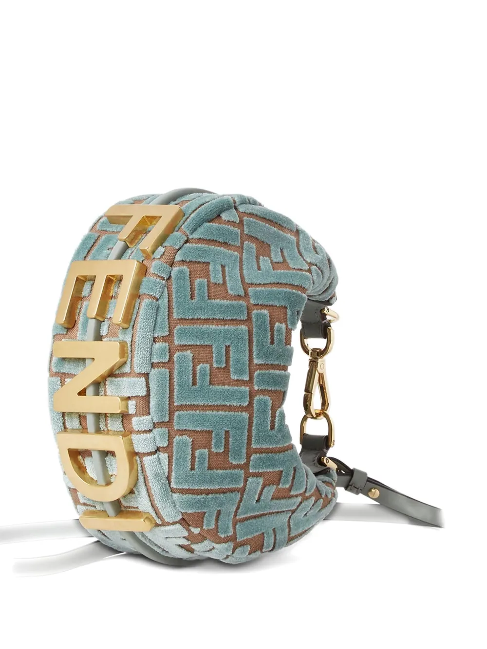 Fendi Mini Graphy Jacquard Shoulder Bag In Green