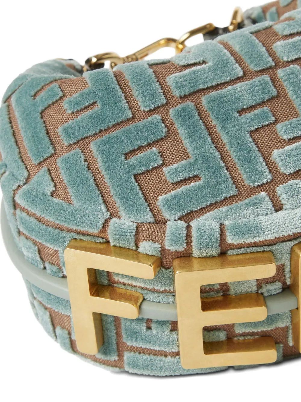 Fendi Mini Graphy Jacquard Shoulder Bag In Green