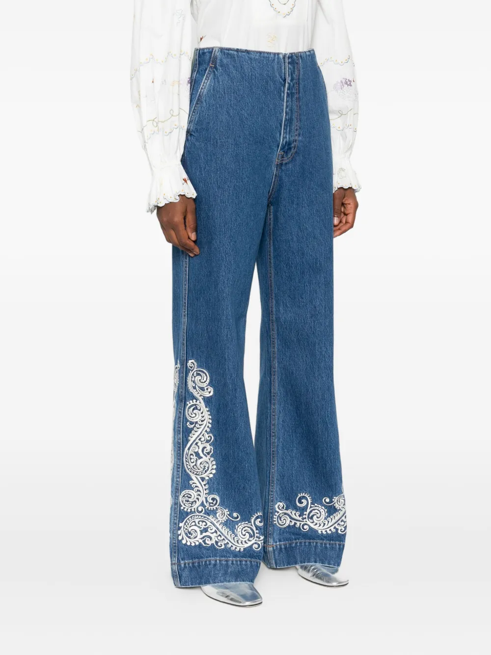 Alemais Embroidered-detail Jeans In Blue