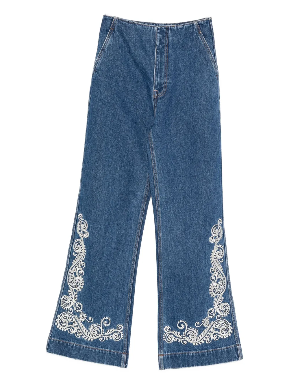Alemais Embroidered-detail Jeans In Blue