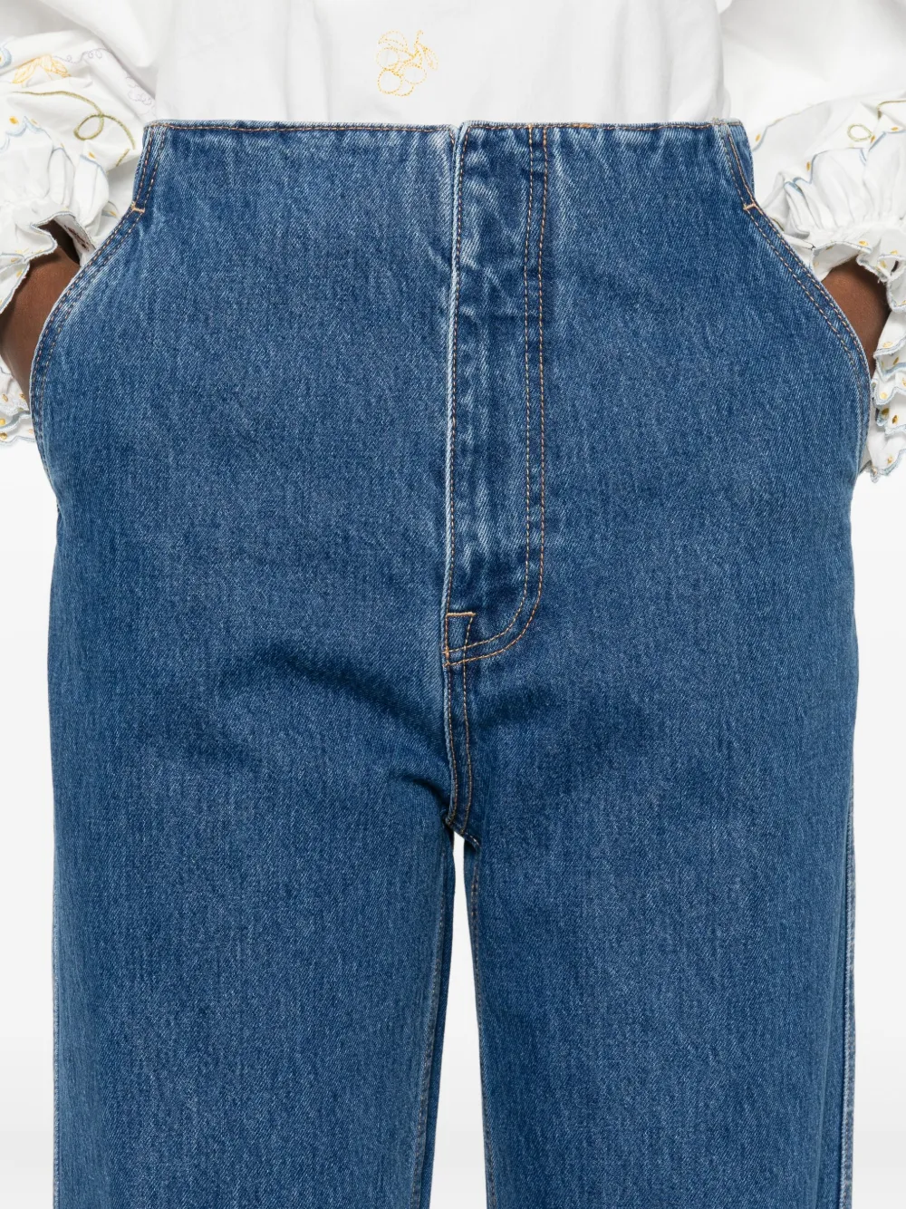 Alemais Embroidered-detail Jeans In Blue